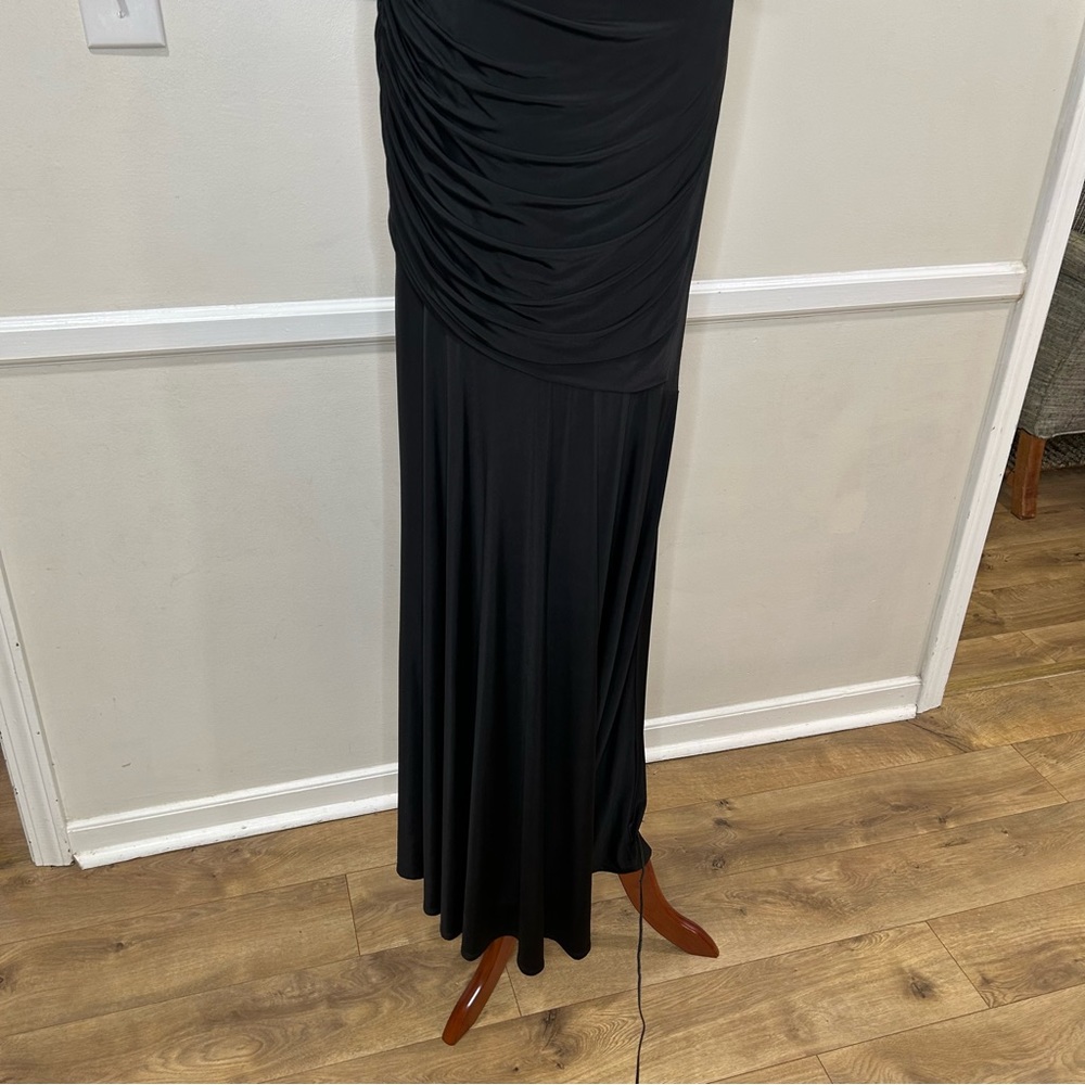 Aidan Mattox black one beaded shoulder maxi dress - Size 10 - Picture 10 of 16